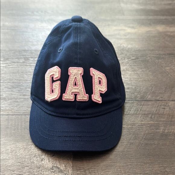 babyGAP XS/S Navy Blue/Pink Felt Logo Baseball Cap - Picture 1 of 6